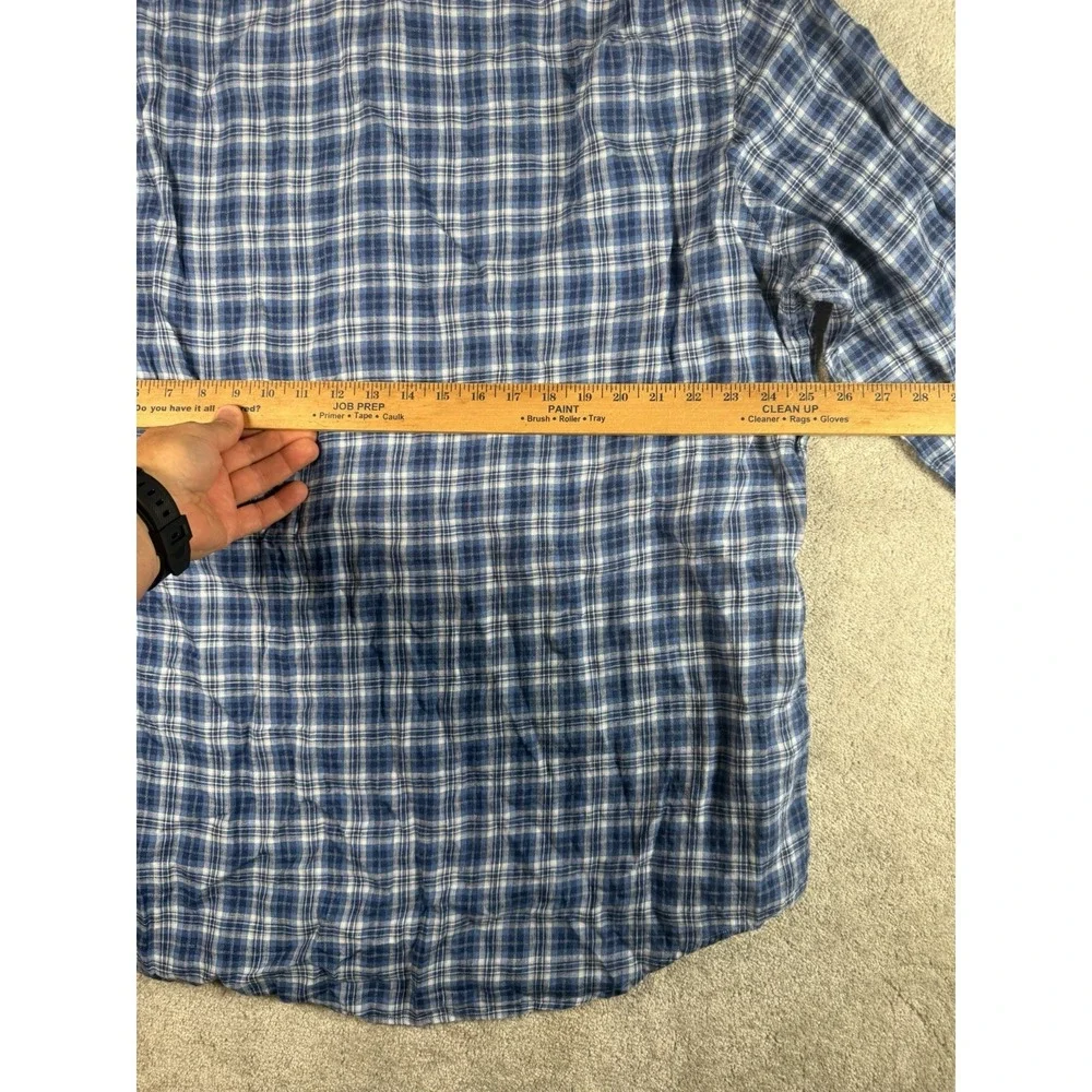 Polo Ralph Lauren Blue Plaid Linen Button Shirt Mens 2XL L/S Pony Preppy Resort*